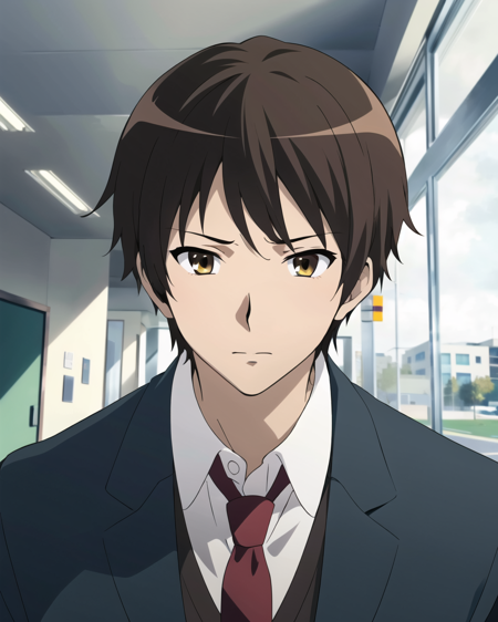 3978523204-3122968179-kyoani haruhi style, 1boy, solo, male focus, necktie, kita high school uniform, shirt, brown hair,  school uniform, red necktie,.png